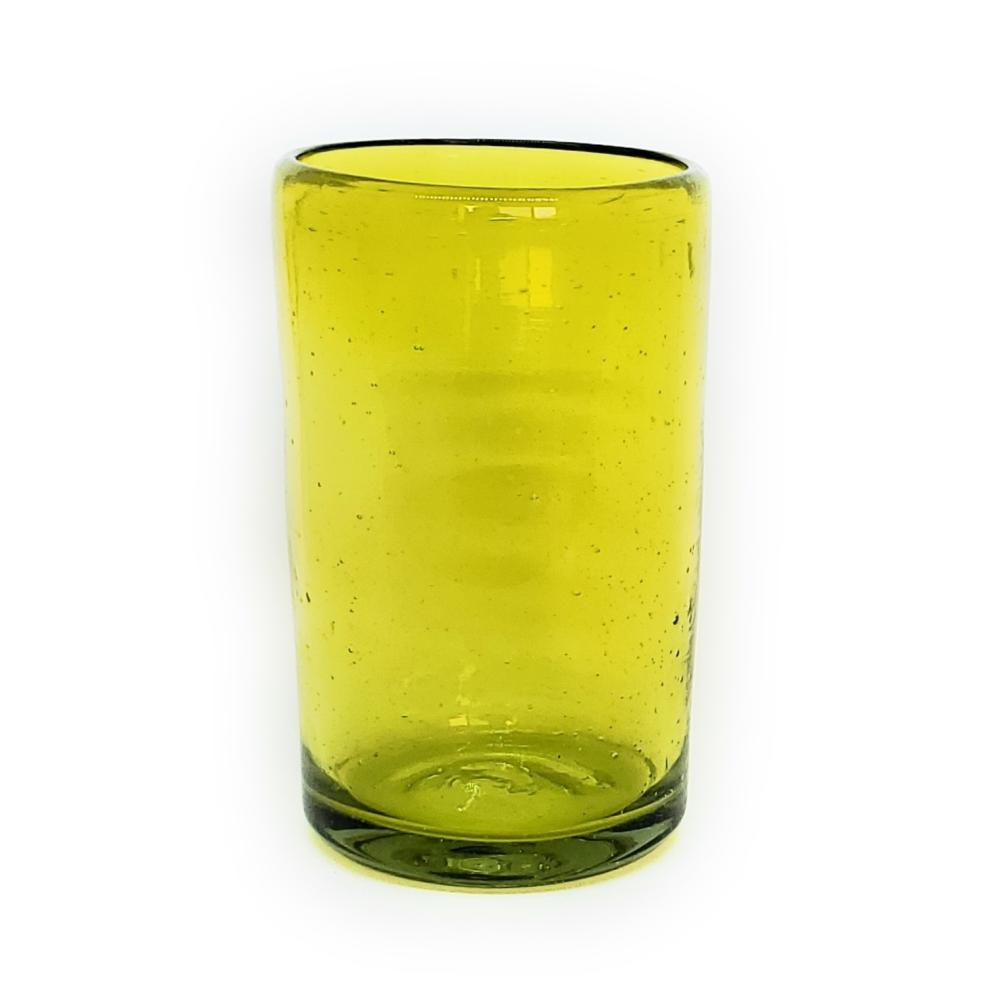 Vasos de Vidrio Soplado / Juego de 6 vasos grandes color amarillos / stos artesanales vasos le darn un toque clsico a su bebida favorita.